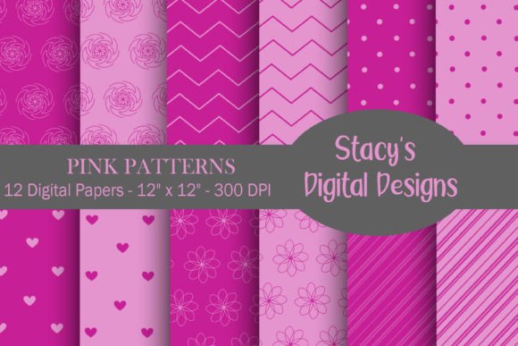 Download Pink Digital Papers - Pink Patterns - Digital paper Collection