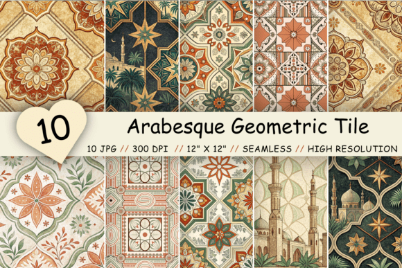 Download Arabesque Geometric Tile Digital Paper - Digital paper Collection