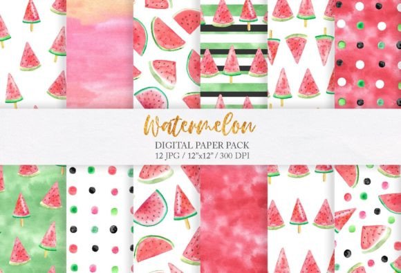 Download Watermelon Summer Digital Papers Pack - Digital paper Collection