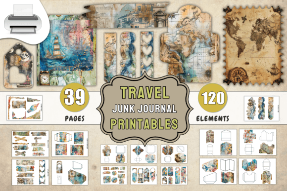 Download Travel Junk Journal Printables Supplies - Journal printables Collection