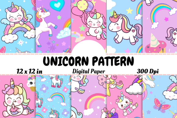 Download UNICORN SEAMLESS PATTERN - DIGITAL PAPER - Digital paper Collection