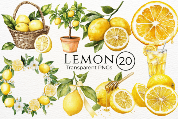 Download Lemon Watercolor Cliparts - Lemon Collection
