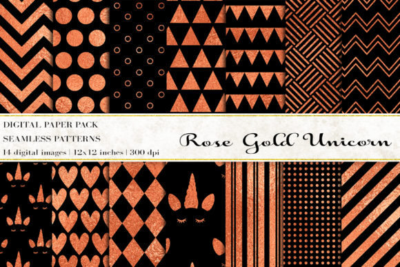 Download Rose Gold Unicorn Digital Papers - Digital paper Collection