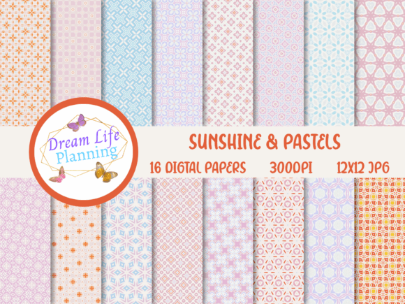 Download Sunshine &amp; Pastels Free Digital Papers - Digital paper Collection