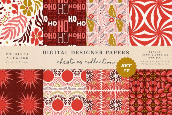 Download Christmas Red Digital Paper Set - Digital paper Collection