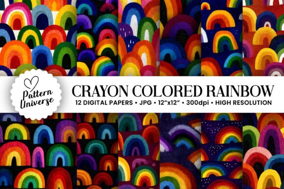Download Crayon Colored Rainbow Digital Paper - Digital paper Collection