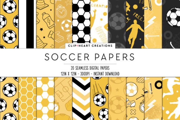 Download Yellow Soccer Seamless Digital Papers - Digital paper Collection