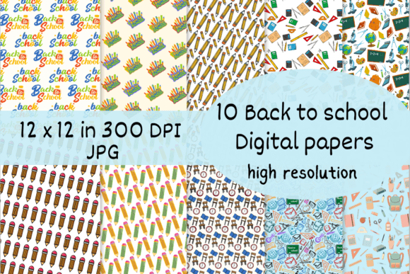 Download Back to School Digital Papers - Digital paper Collection