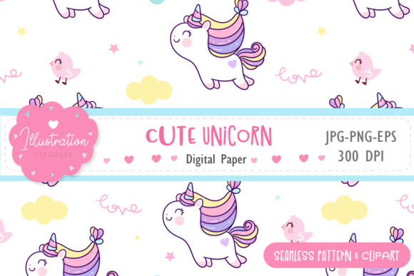 Download Seamless Pattern Unicorn Kawaii Digital - Unicorn Collection