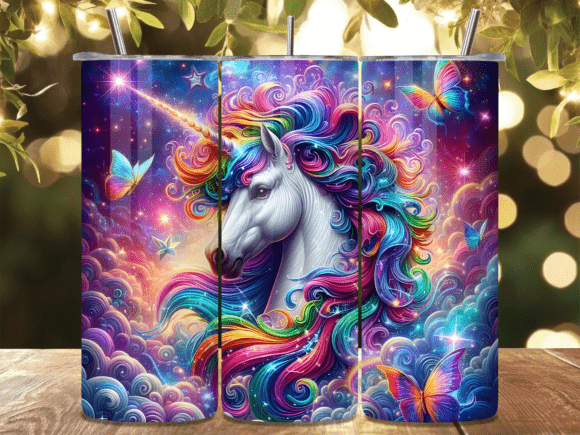 Download Rainbow Unicorn Butterfly Tumbler Wrap - Unicorn Collection