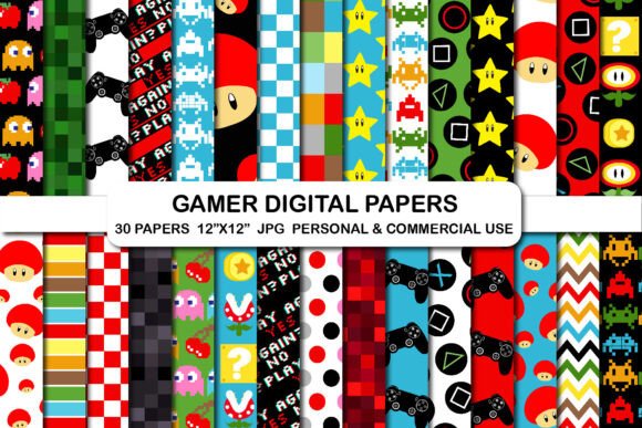 Download Video Game Digital Papers, Gamer Paper - Digital paper Collection