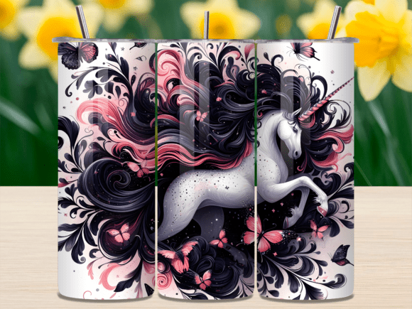 Download Floral Pink Unicorn Butterfly Tumbler - Unicorn Collection