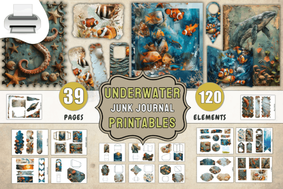 Download Underwater Junk Journal Printables - Journal printables Collection