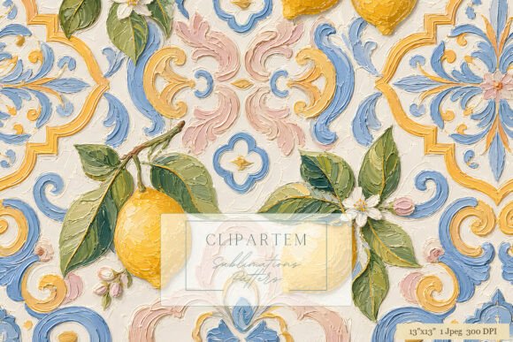 Download Lemon Tile Damask Sublimation Pattern - Lemon Collection