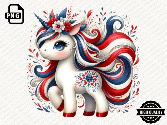 Download 4th of July Baby Unicorn Clipart PNG - Unicorn Collection