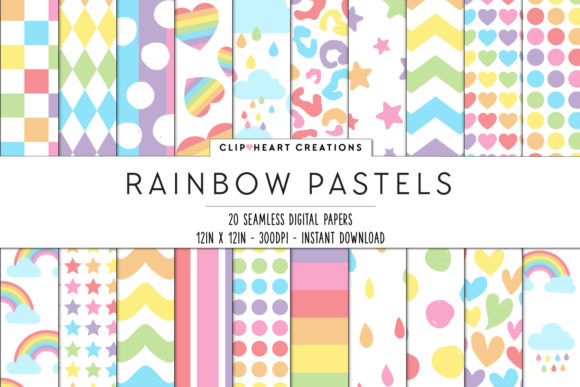 Download Rainbow Pastels Seamless Digital Papers - Digital paper Collection