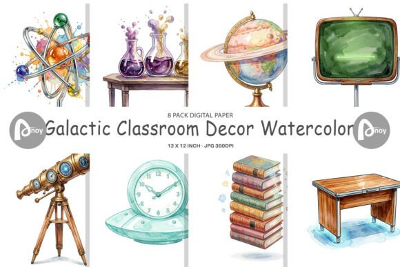 Download Retro Galactic Classroom Digital Paper - Digital paper Collection