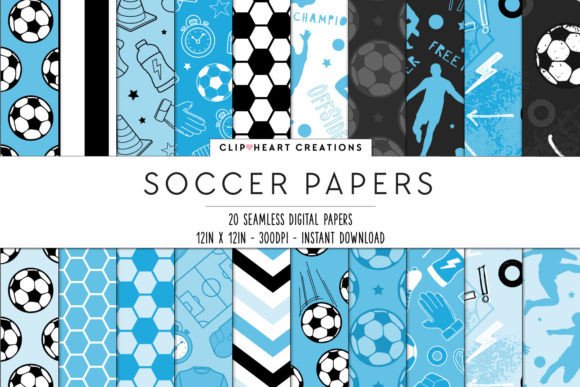Download Blue Soccer Seamless Digital Papers - Digital paper Collection