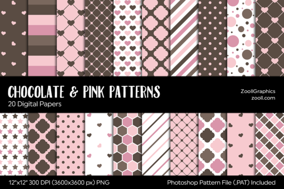 Download Chocolate &amp; Pink Digital Papers - Digital paper Collection