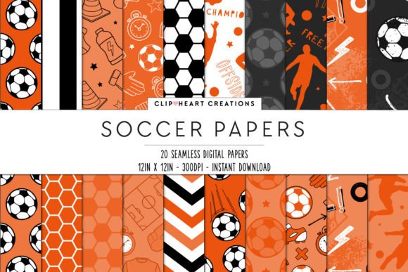 Download Orange Soccer Seamless Digital Papers - Digital paper Collection