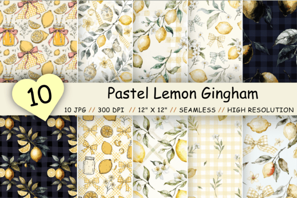 Download Pastel Lemon Gingham Digital Paper - Digital paper Collection