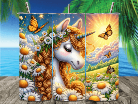 Download Floral Unicorn Butterfly Meadow Tumbler - Unicorn Collection