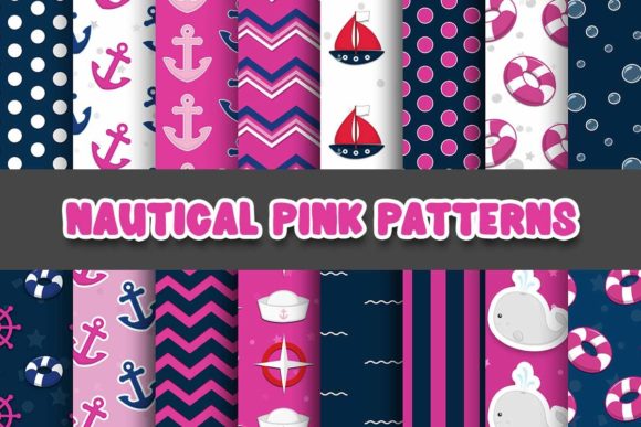 Download Nautical Pink Digital Papers Patterns - Digital paper Collection