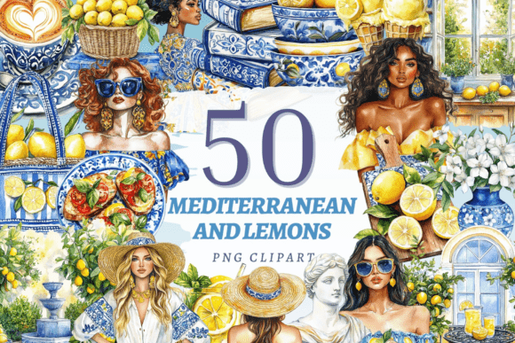 Download Mediterranean and Lemons PNG Bundle - Lemon Collection