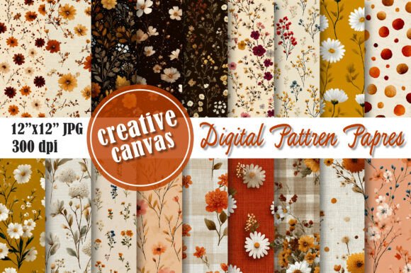 Download Autumn Wildflower Digital Paper Bundle - Digital paper Collection