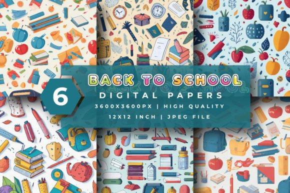 Download Back to School Digital Papers - Digital paper Collection