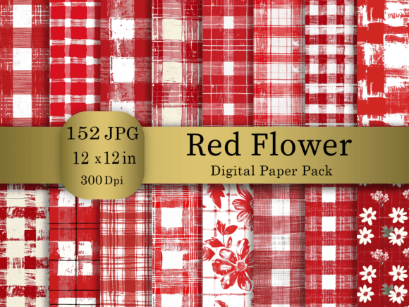 Download Red Flower Digital Paper Bundle. - Digital paper Collection