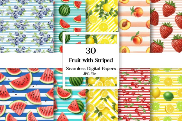 Download Fruit with Striped Pattern Seamless - Striped Collection