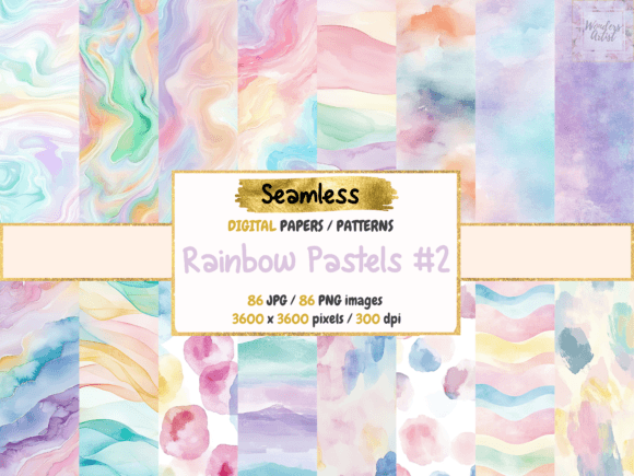 Download Rainbow Pastels #2 Digital Papers - Digital paper Collection