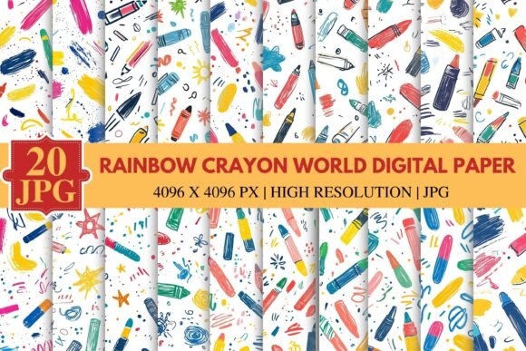 Download Rainbow Crayon World Digital Paper - Digital paper Collection