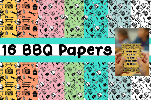Download BBQ Cute Digital Papers Pattern Set - Digital paper Collection