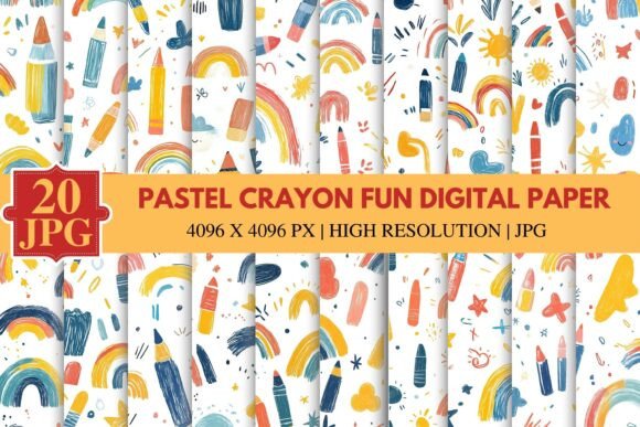 Download Pastel Crayon Fun Digital Paper - Digital paper Collection