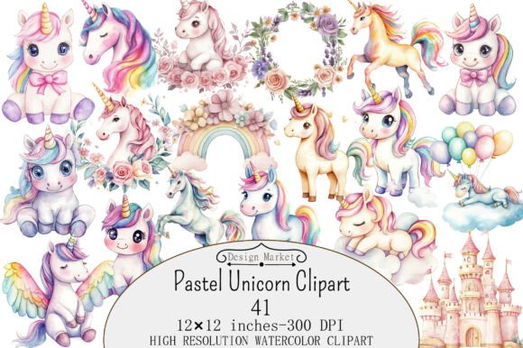Download Watercolor Pastel Unicorn Clipart - Unicorn Collection
