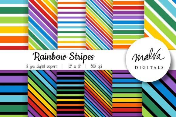Download Rainbow Stripes Digital Papers - Digital paper Collection