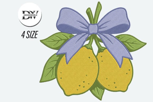 Download Lemon Bow Embroidery Design - Lemon Collection
