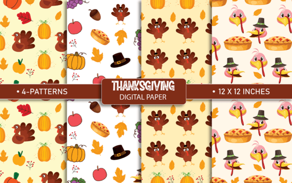 Download Thanksgiving Digital Paper Patterns - Digital paper Collection