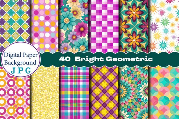 Download Seamless Bright Geometric Digital Papers - Digital paper Collection