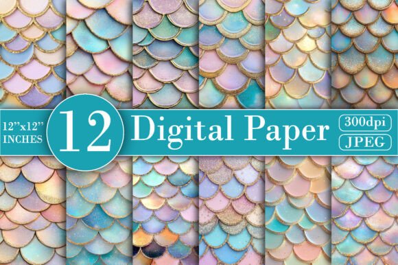 Download Pastel Mermaid Digital Paper - Digital paper Collection