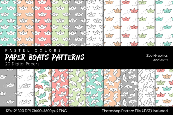 Download Paper Boats Pastel Digital Papers - Digital paper Collection