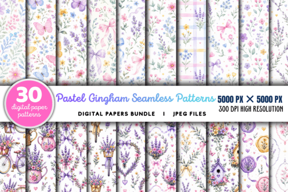 Download Pastel Gingham Digital Paper Patterns - Digital paper Collection