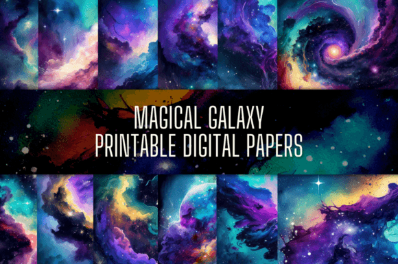 Download Magical Galaxy Printable Digital Paper - Digital paper Collection