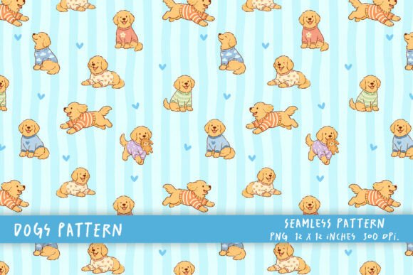 Download Cute Golden Dog Lover Striped Background - Striped Collection
