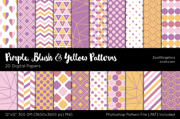 Download Purple, Blush and Yellow Digital Papers - Digital paper Collection