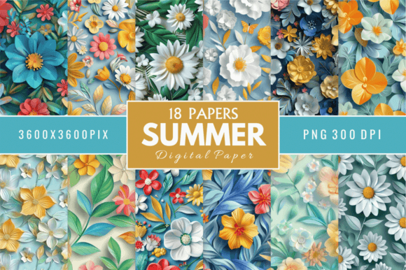 Download Watercolor Summer Digital Paper Bundle - Digital paper Collection