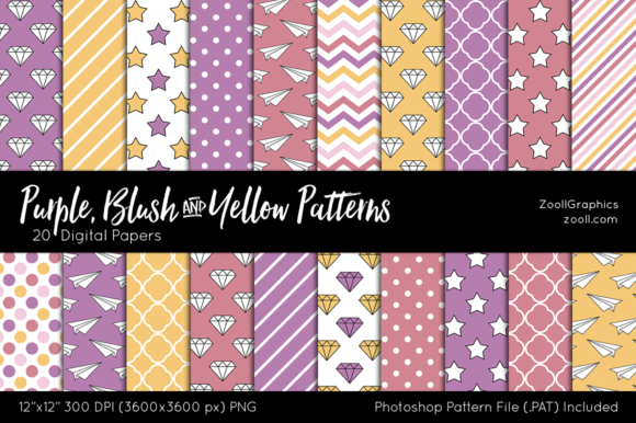 Download Purple, Blush and Yellow Digital Papers - Digital paper Collection