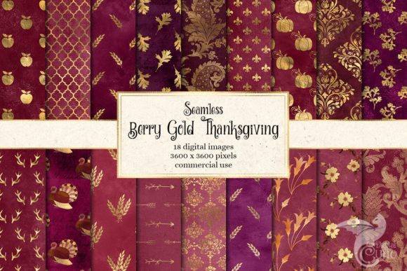 Download Berry Gold Thanksgiving Digital Paper - Digital paper Collection